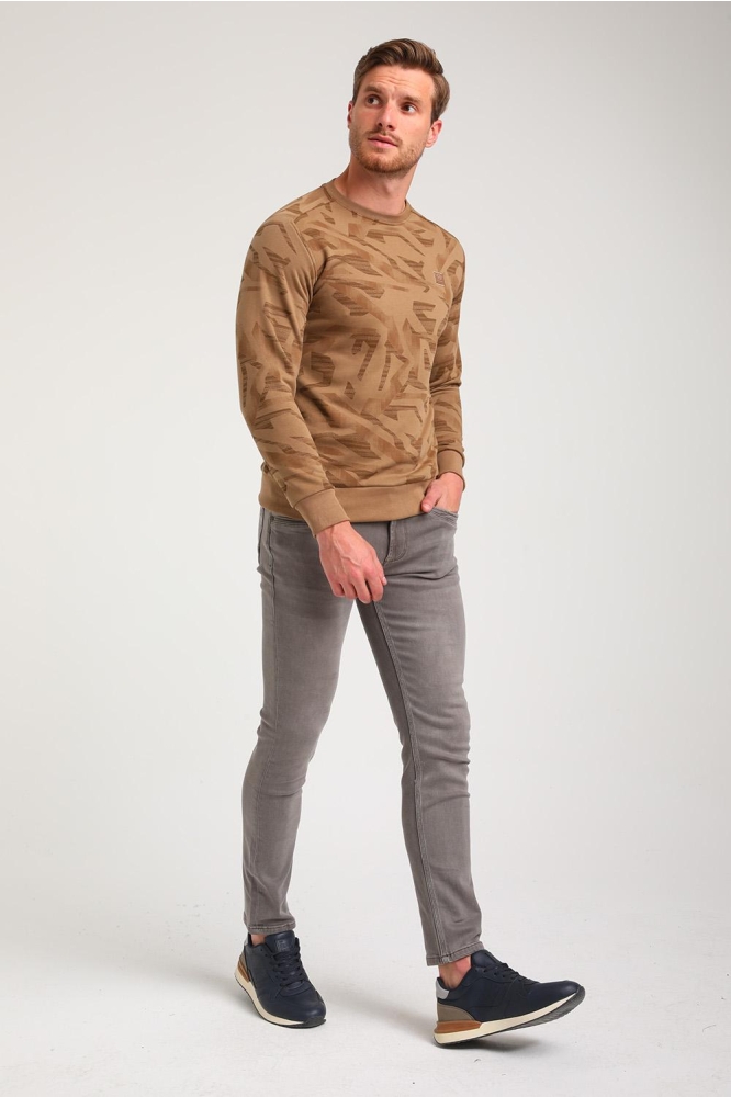 SWEATER MET PRINT 774770 4412 khaki brown